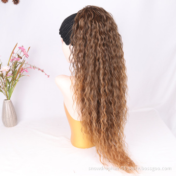 Julianna Drawstring Kinky Women Natural Curly Dark Brown Long Customize Clip Black Washable Synthetic Ponytail Hair Extensions